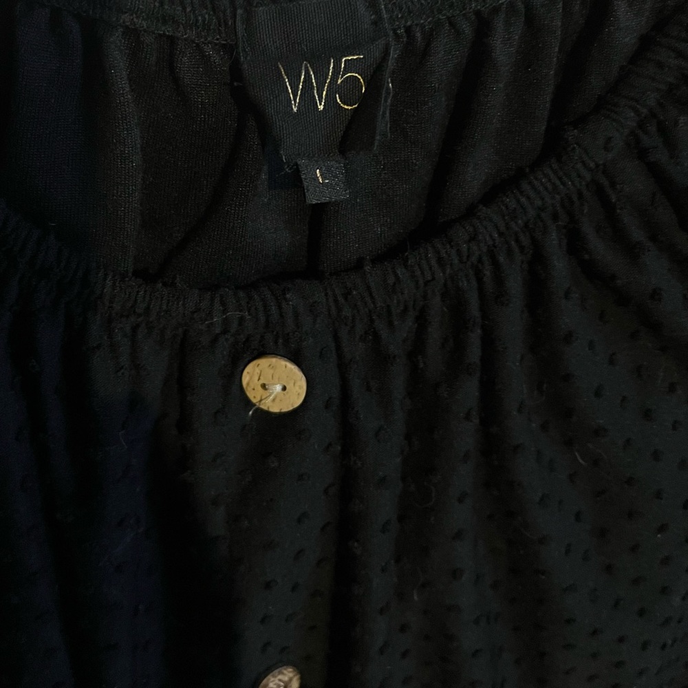 W5 Black Swiss Dot On/Off Shoulder Top Women’s Large - Picture 4 of 6